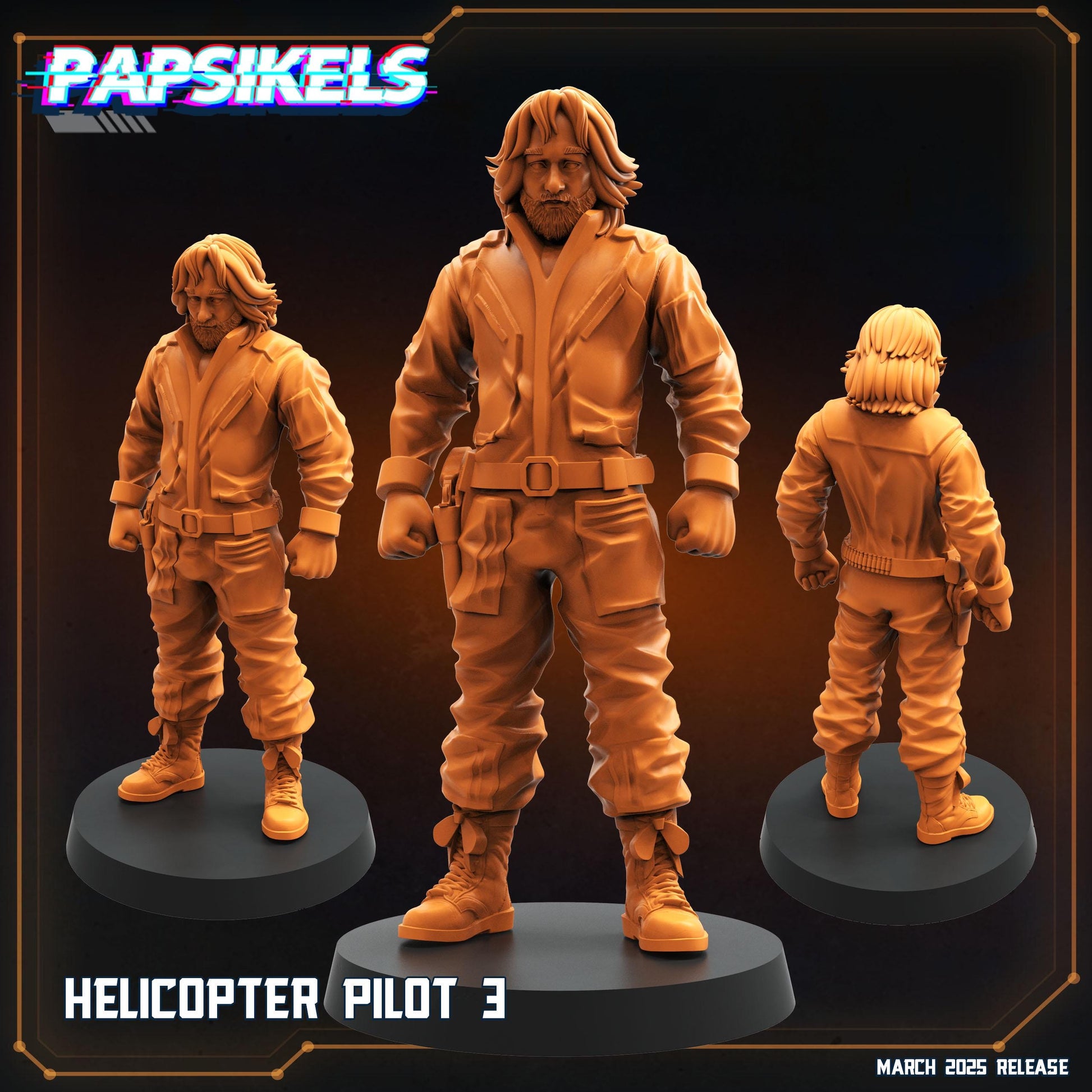 Helicopters Pilots - Resin Miniature - Tabletop miniature - Fantasy Miniature - 32mm - D&D - Sci-fi Miniature - Papsikel