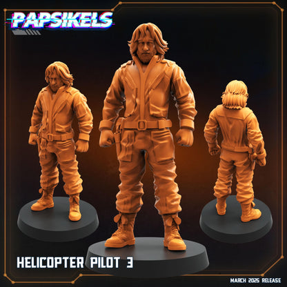 Helicopters Pilots - Resin Miniature - Tabletop miniature - Fantasy Miniature - 32mm - D&D - Sci-fi Miniature - Papsikel