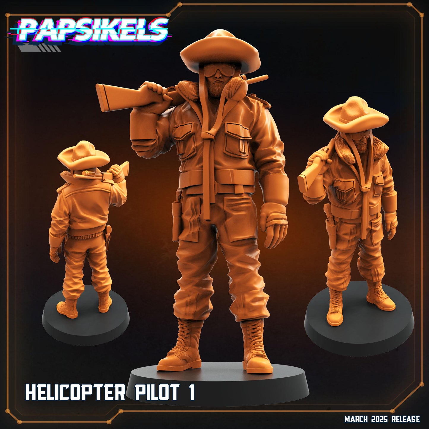 Helicopters Pilots -  Resin Miniature - Tabletop  miniature - Fantasy Miniature - 32mm - D&D -  Sci-fi Miniature - Papsikel