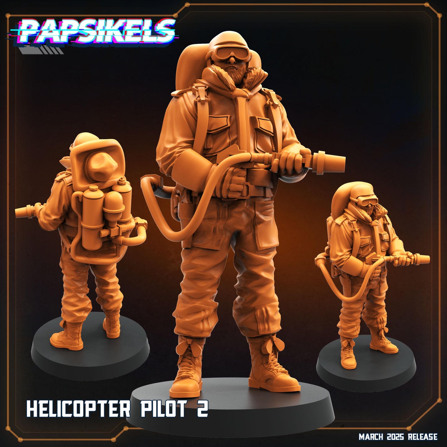 Helicopters Pilots -  Resin Miniature - Tabletop  miniature - Fantasy Miniature - 32mm - D&D -  Sci-fi Miniature - Papsikel