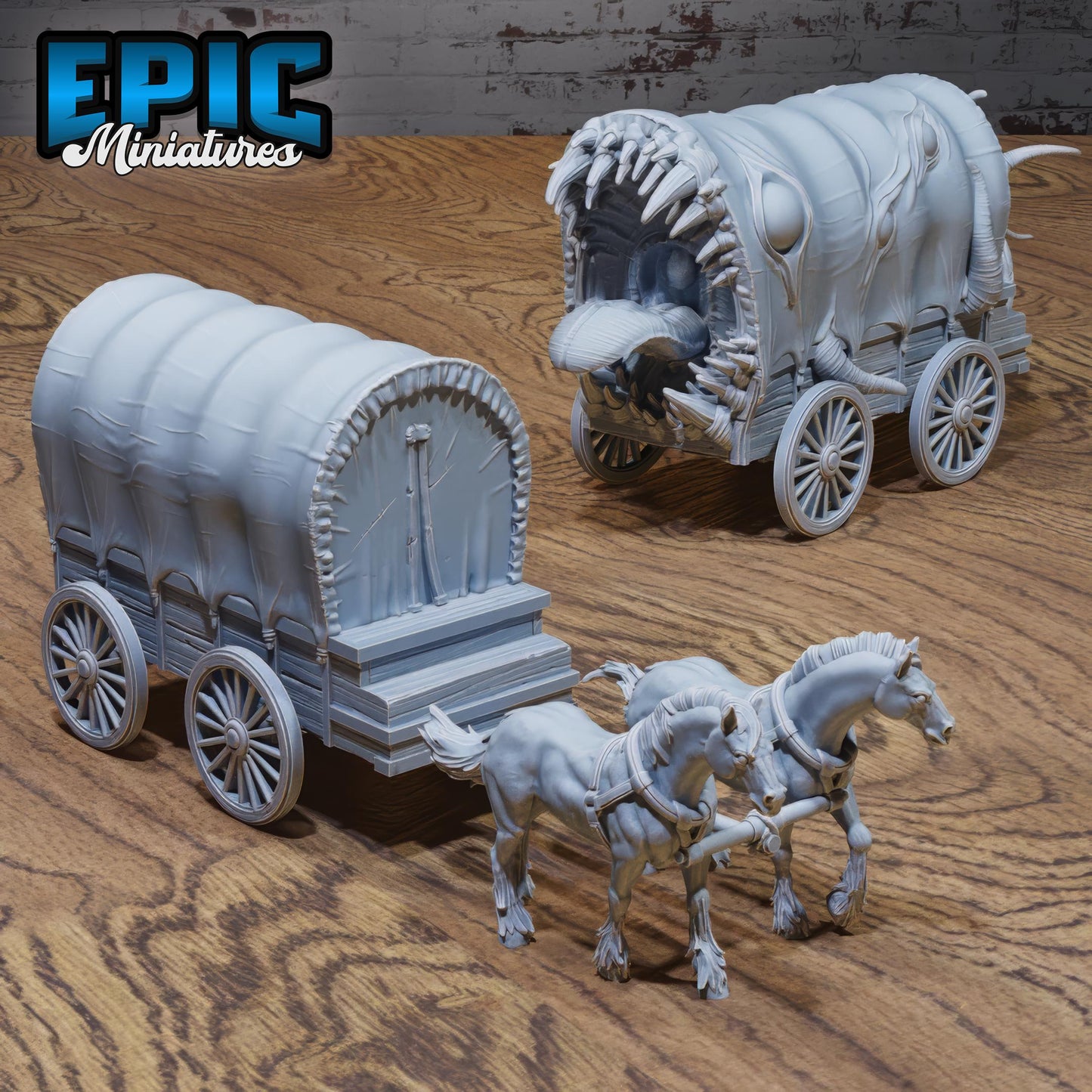 Mimic Horse Wagon -  Resin Miniature - Tabletop  miniature - Fantasy Miniature - 32mm - D&D -  Sci-fi Miniature