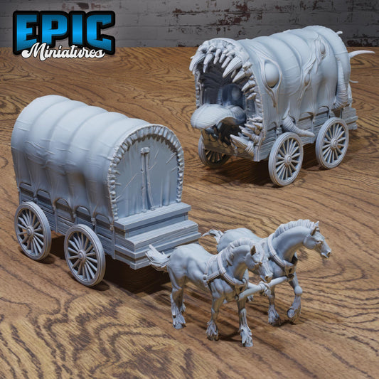 Mimic Horse Wagon -  Resin Miniature - Tabletop  miniature - Fantasy Miniature - 32mm - D&D -  Sci-fi Miniature