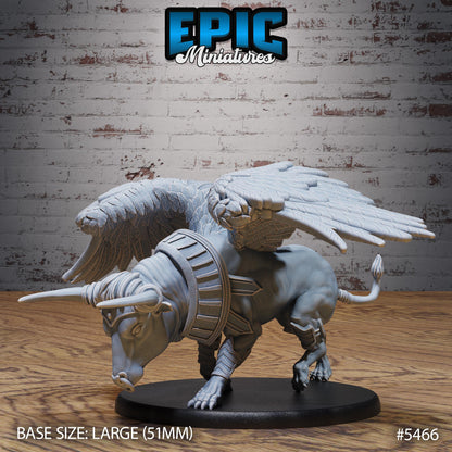 Winged Bull -  Resin Miniature - Tabletop  miniature - Fantasy Miniature - 32mm - D&D -  Sci-fi Miniature