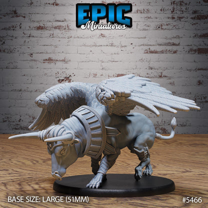 Winged Bull - Resin Miniature - Tabletop miniature - Fantasy Miniature - 32mm - D&D - Sci-fi Miniature