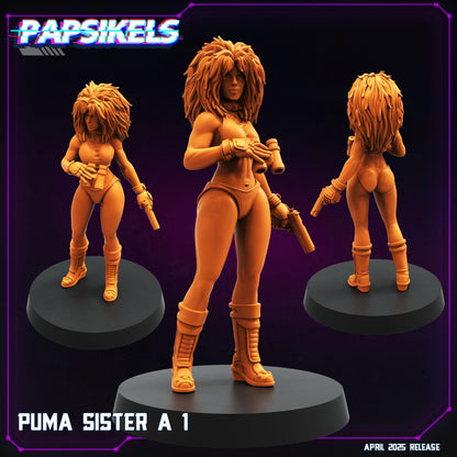 Puma Sister - Resin Miniature - Tabletop miniature - Fantasy Miniature - 32mm - D&D - Sci-fi Miniature - Papsikel