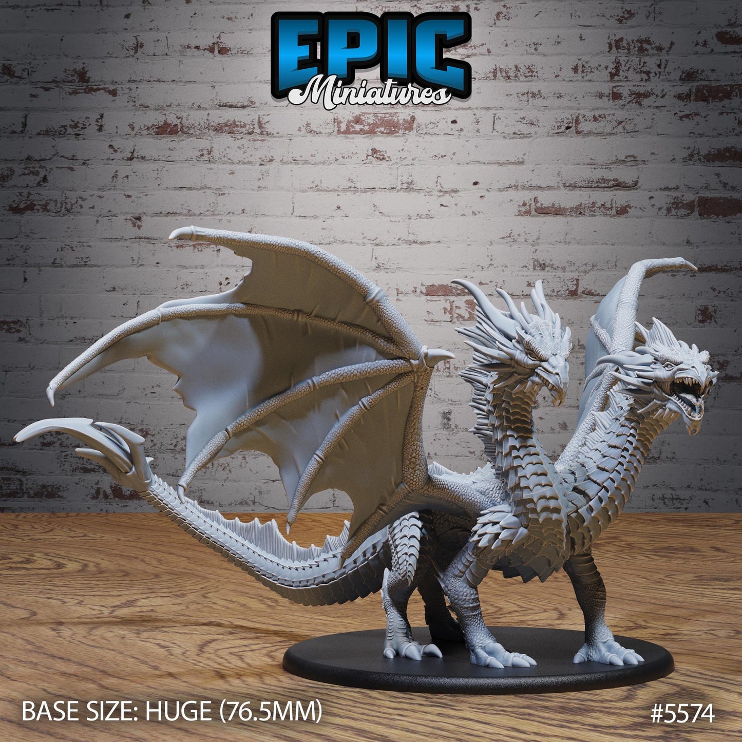 Two Head Dragon -  Resin Miniature - Tabletop  miniature - Fantasy Miniature - 32mm - D&D -  Sci-fi Miniature - Rescale