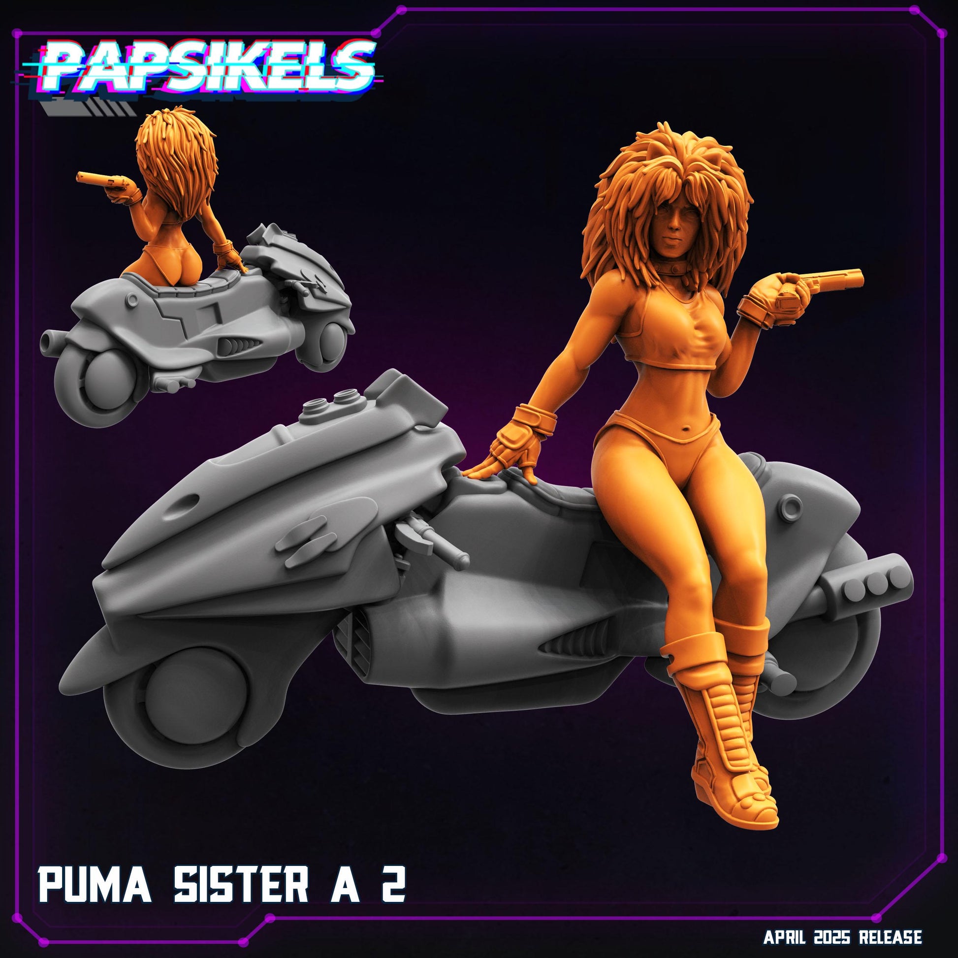 Puma Sister - Resin Miniature - Tabletop miniature - Fantasy Miniature - 32mm - D&D - Sci-fi Miniature - Papsikel