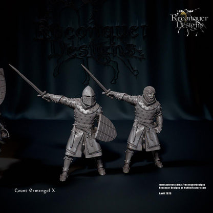 Count Ermengol 28mm -  Resin Miniature - Tabletop  miniature - Medieval Miniature - 28mm