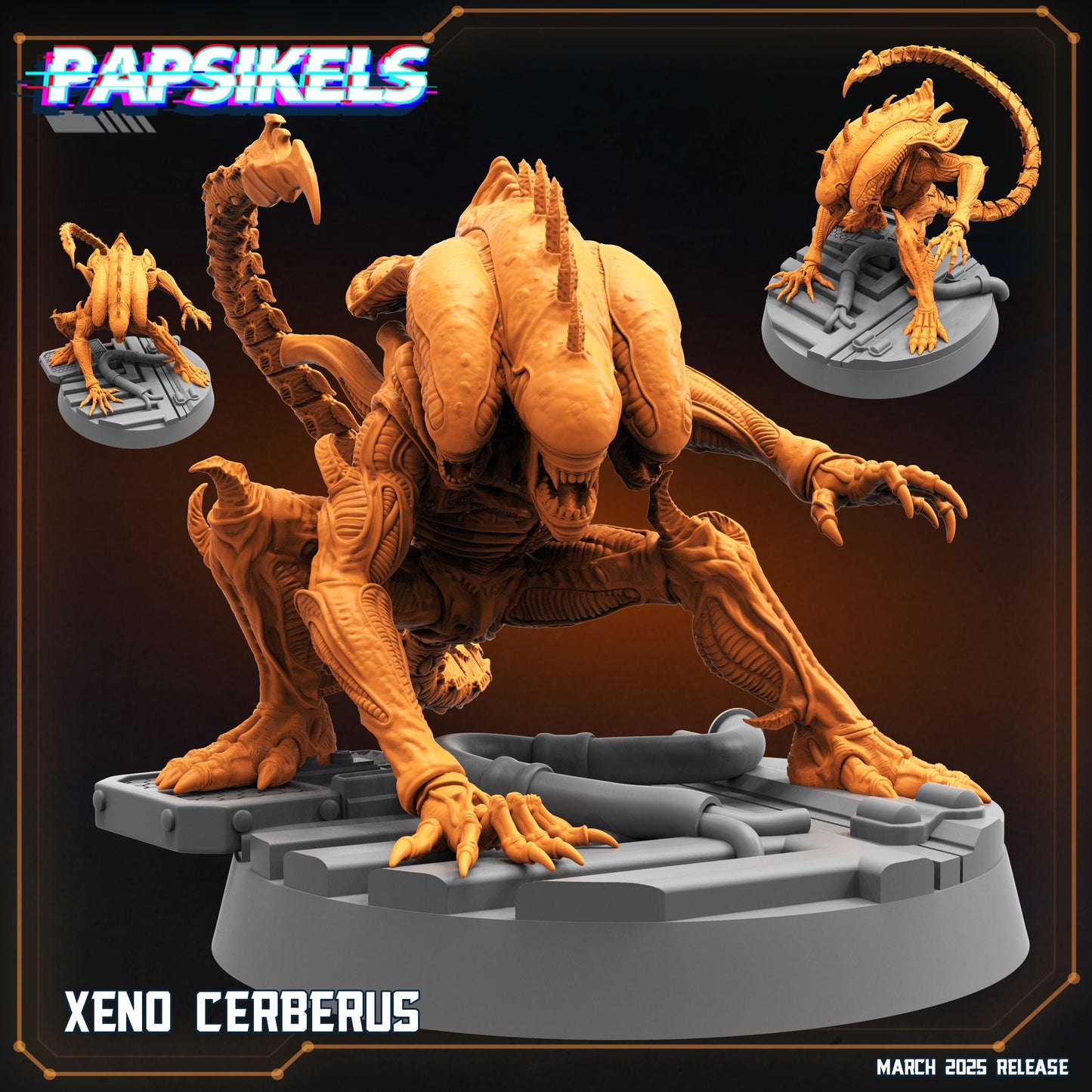 Xeno Cerberus -  Resin Miniature - Tabletop  miniature - Fantasy Miniature - 32mm - D&D -  Sci-fi Miniature- Papsikel