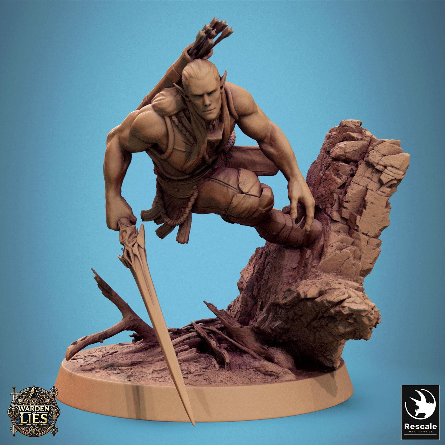 Moon Elf Sentinels - Hollowed - Resin Miniature - Tabletop miniature - Fantasy Miniature - 32mm - D&D - Sci-fi Miniature - Rescale DnD