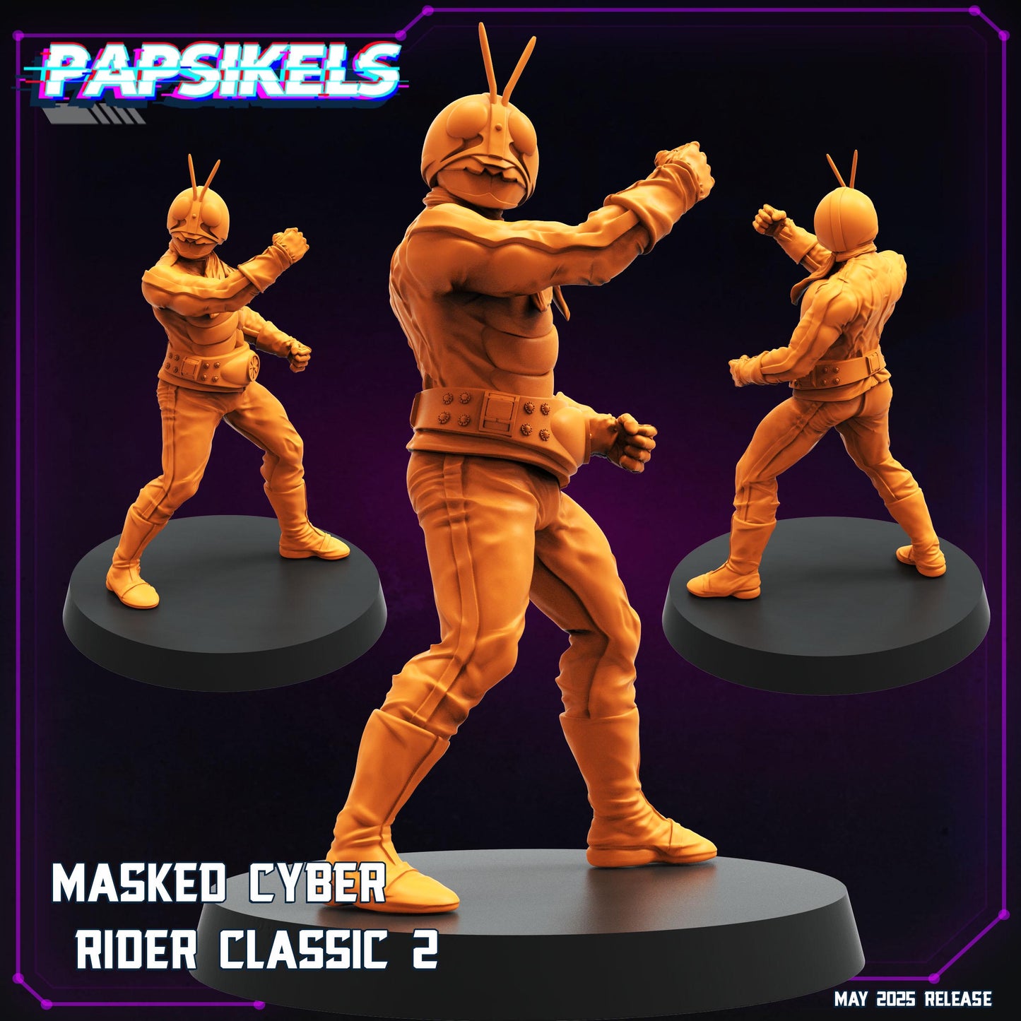 Masked Cyber Ryder -  Resin Miniature - Tabletop  miniature - Fantasy Miniature - 32mm - D&D -  Sci-fi Miniature- Papsikel