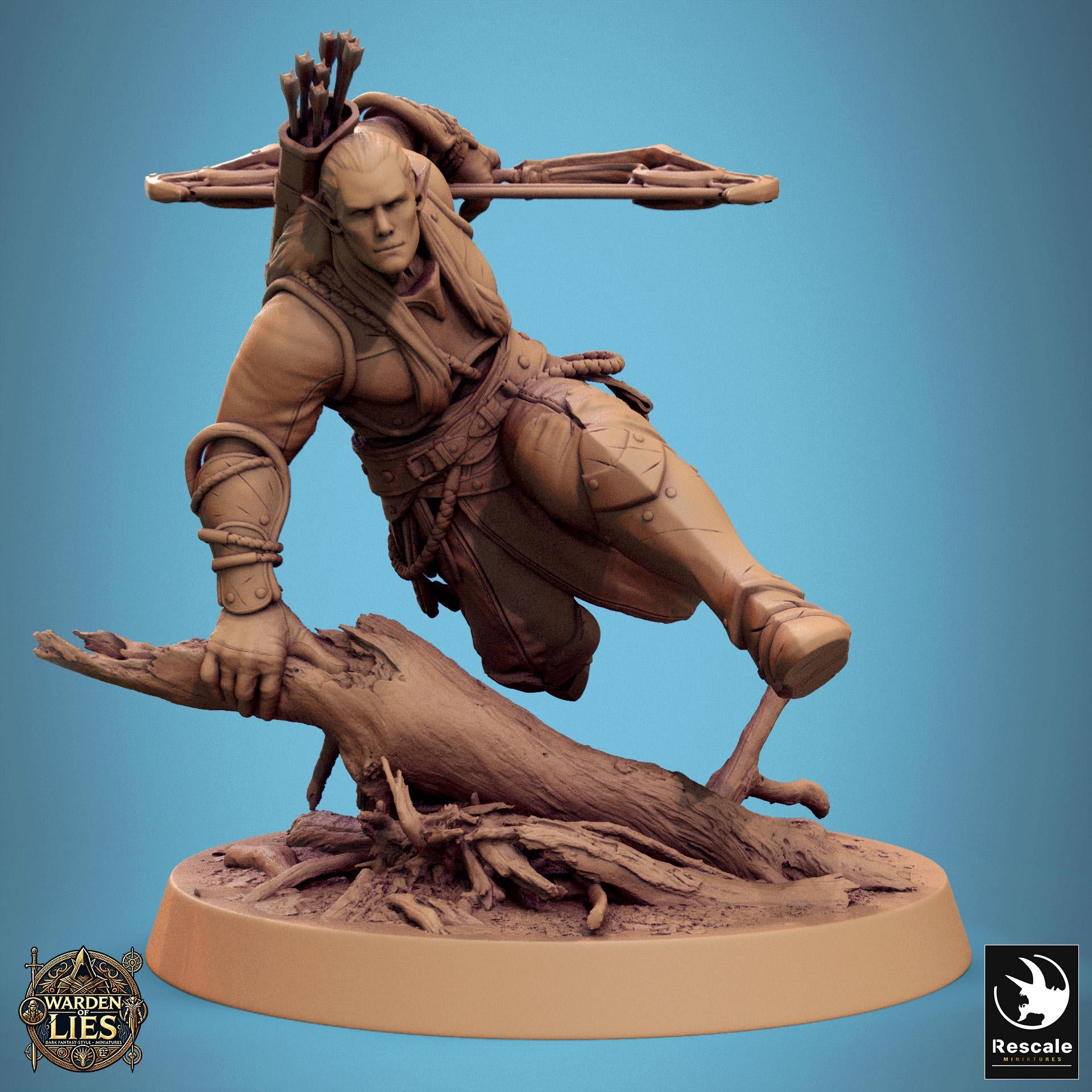 Moon Elf Sentinels 3 - Hollowed - Resin Miniature - Tabletop miniature - Fantasy Miniature - 32mm - D&D - Sci-fi Miniature - Rescale DnD