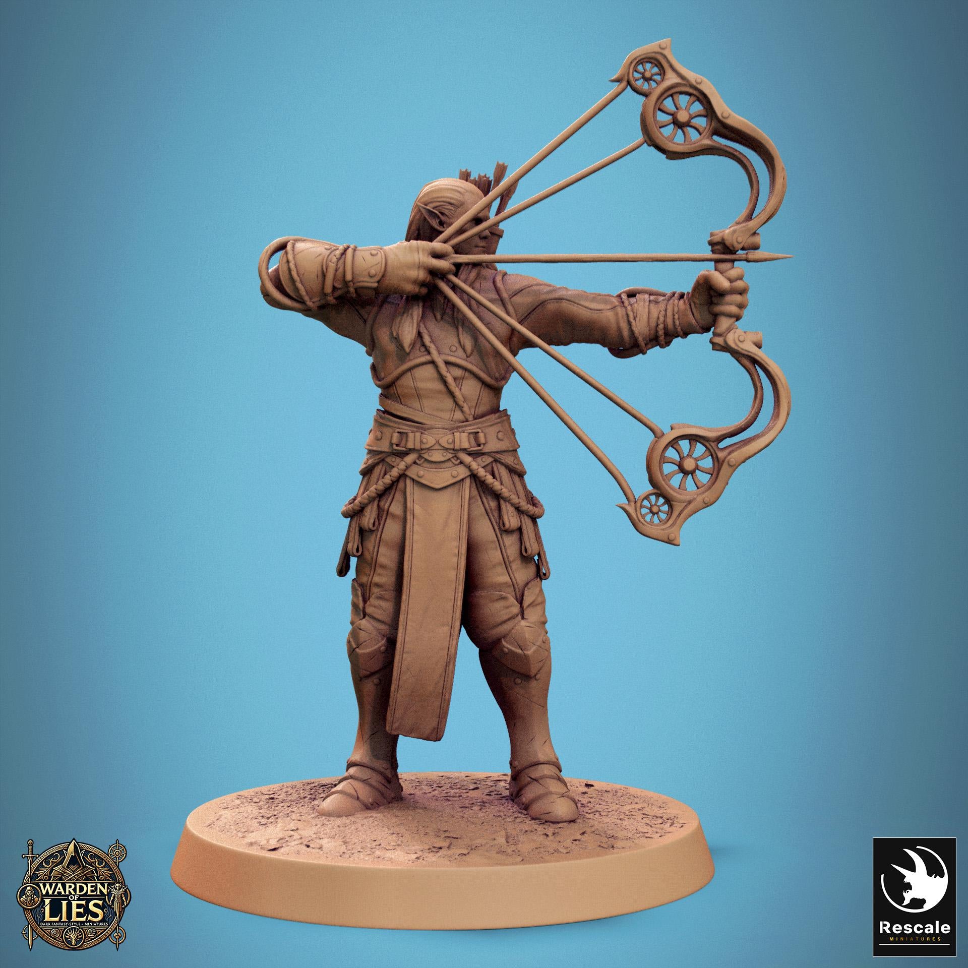 Moon Elf Sentinels 3 - Hollowed - Resin Miniature - Tabletop miniature - Fantasy Miniature - 32mm - D&D - Sci-fi Miniature - Rescale DnD