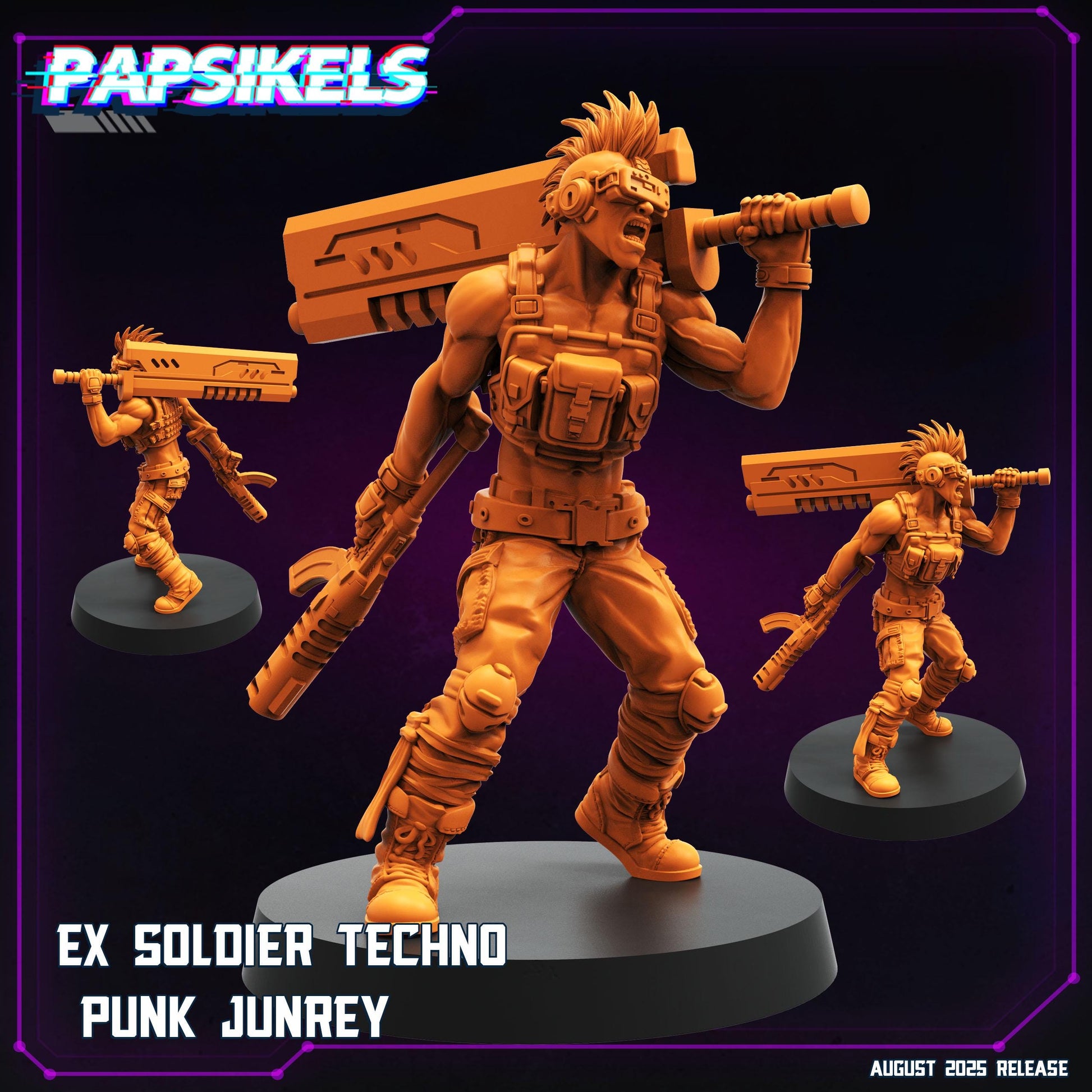 Ex_Soldier Techno Punk - Resin Miniature - Tabletop miniature - Fantasy Miniature - 32mm - D&D - Sci-fi Miniature - Papsikel