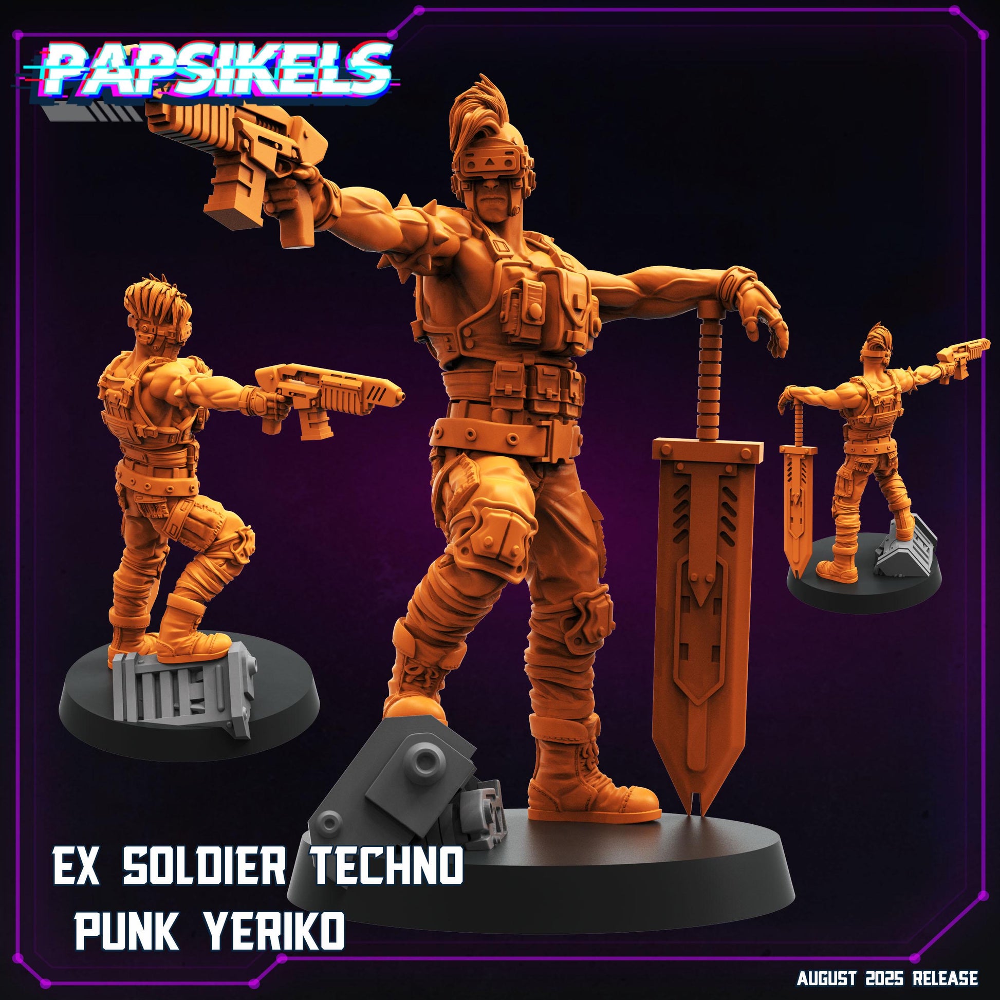 Ex_Soldier Techno Punk - Resin Miniature - Tabletop miniature - Fantasy Miniature - 32mm - D&D - Sci-fi Miniature - Papsikel