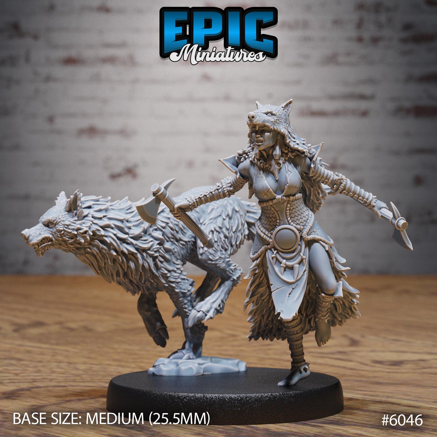Wolf Huntress - Resin Miniature - Tabletop miniature - Fantasy Miniature - 32mm - D&D - Sci-fi Miniature