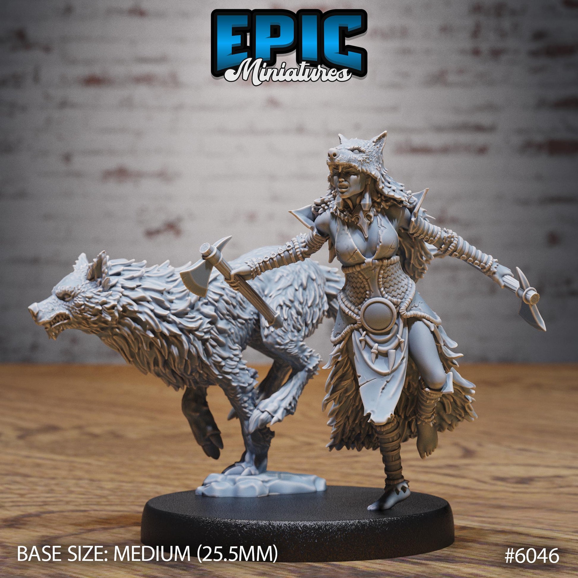 Wolf Huntress - Resin Miniature - Tabletop miniature - Fantasy Miniature - 32mm - D&D - Sci-fi Miniature