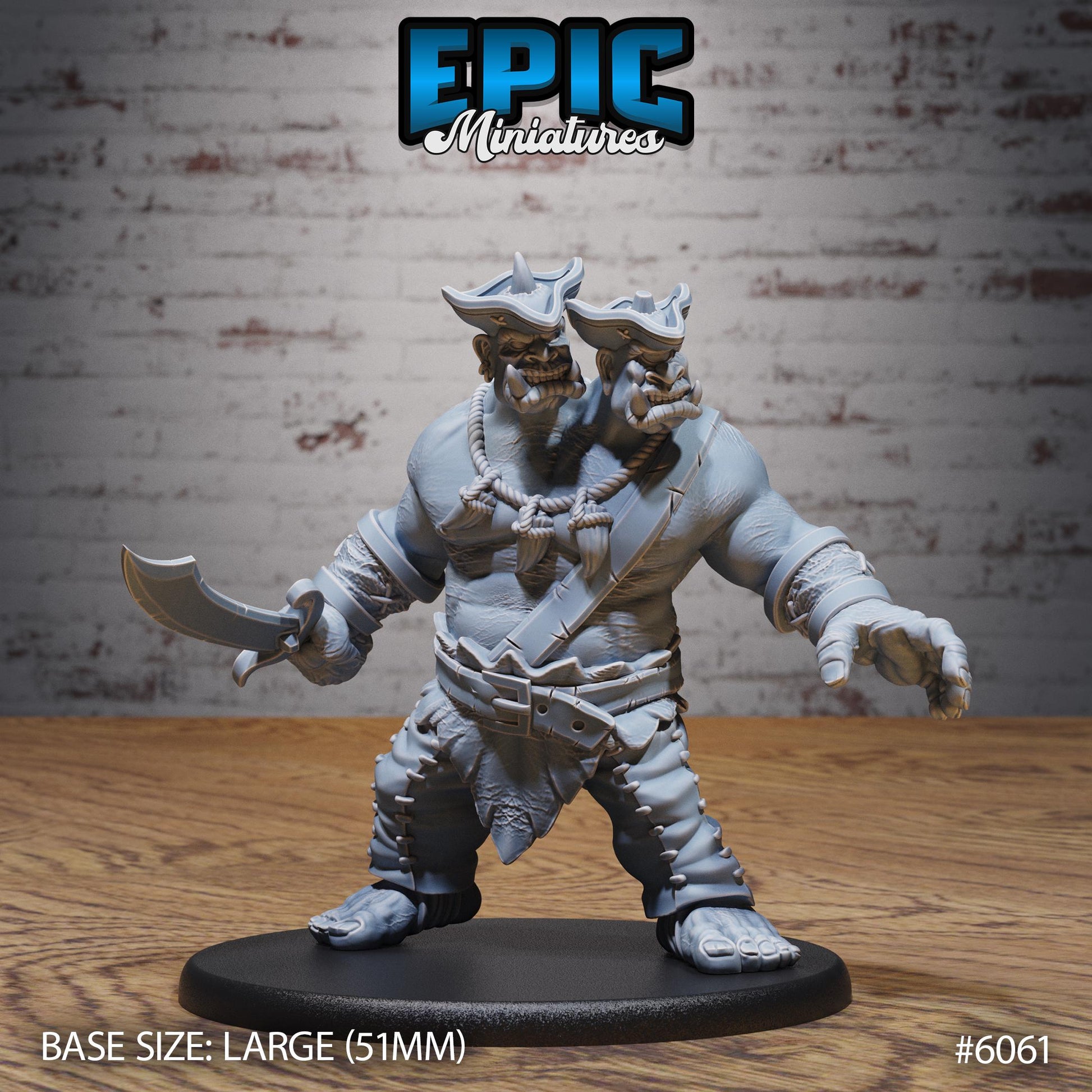 ettin Pirate - Resin Miniature - Tabletop miniature - Fantasy Miniature - 32mm - D&D - Sci-fi Miniature