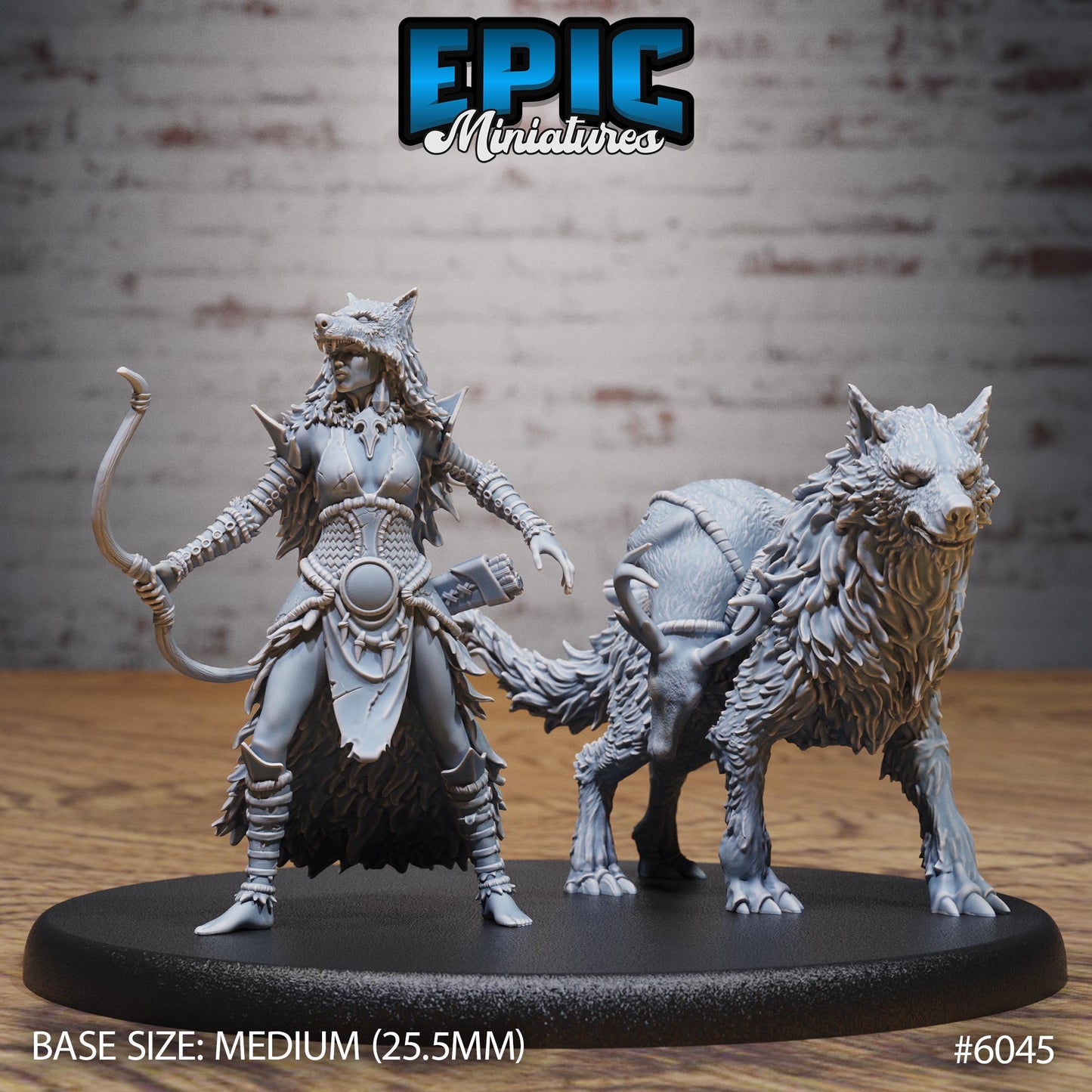 Wolf Huntress - Resin Miniature - Tabletop miniature - Fantasy Miniature - 32mm - D&D - Sci-fi Miniature