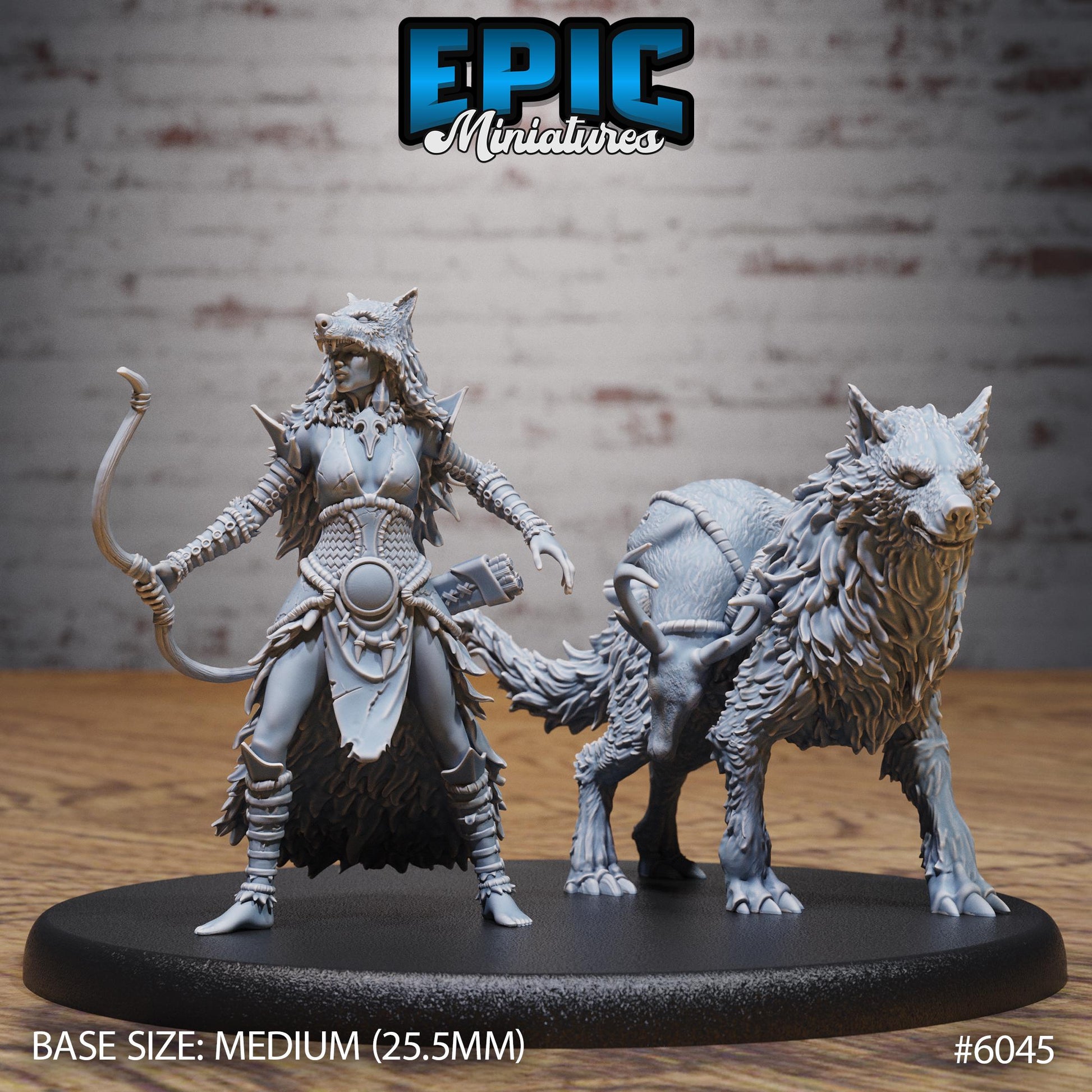 Wolf Huntress - Resin Miniature - Tabletop miniature - Fantasy Miniature - 32mm - D&D - Sci-fi Miniature