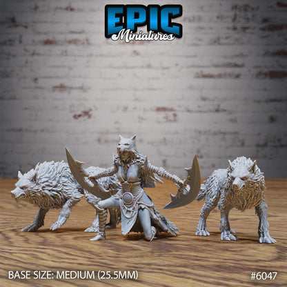 Wolf Huntress - Resin Miniature - Tabletop miniature - Fantasy Miniature - 32mm - D&D - Sci-fi Miniature