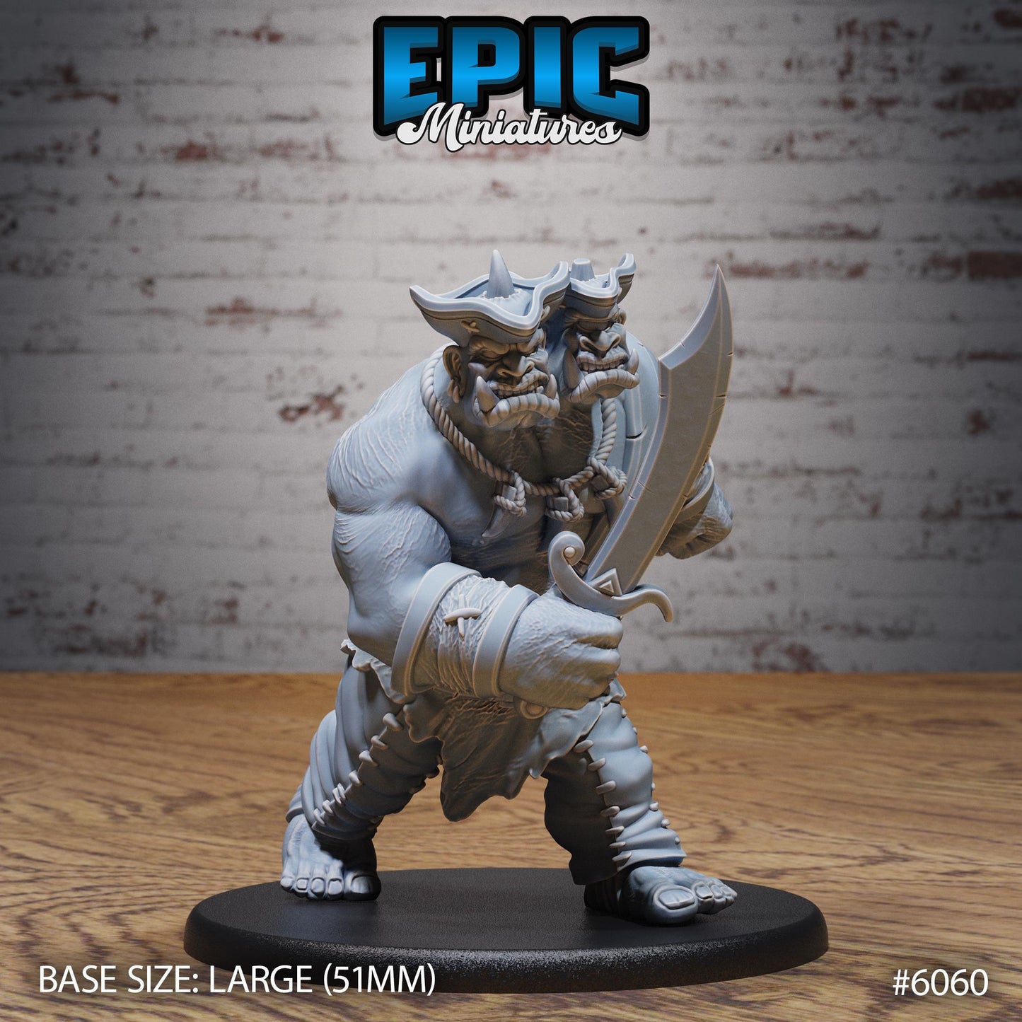 ettin Pirate - Resin Miniature - Tabletop miniature - Fantasy Miniature - 32mm - D&D - Sci-fi Miniature