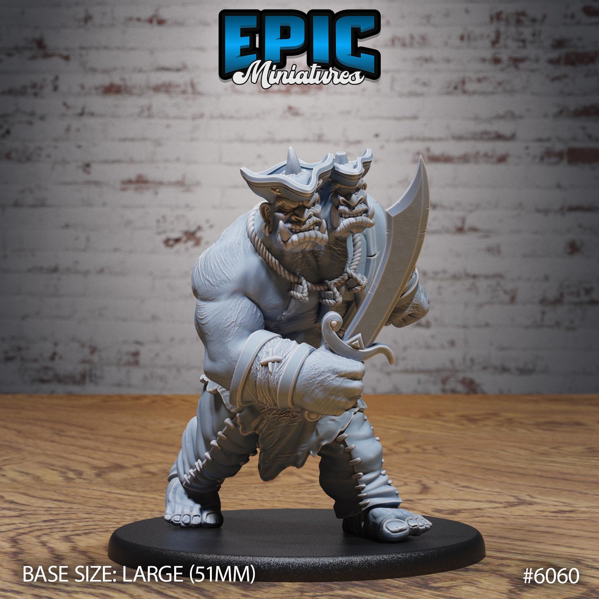 ettin Pirate - Resin Miniature - Tabletop miniature - Fantasy Miniature - 32mm - D&D - Sci-fi Miniature
