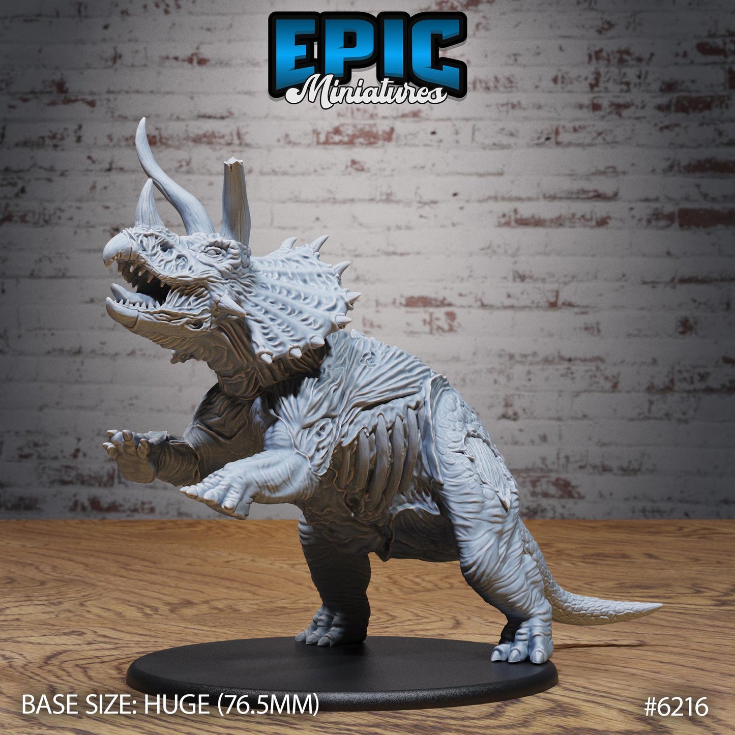 Zombie Triceratops - Resin Miniature - Tabletop miniature - Fantasy Miniature - 32mm - D&D - Sci-fi Miniature