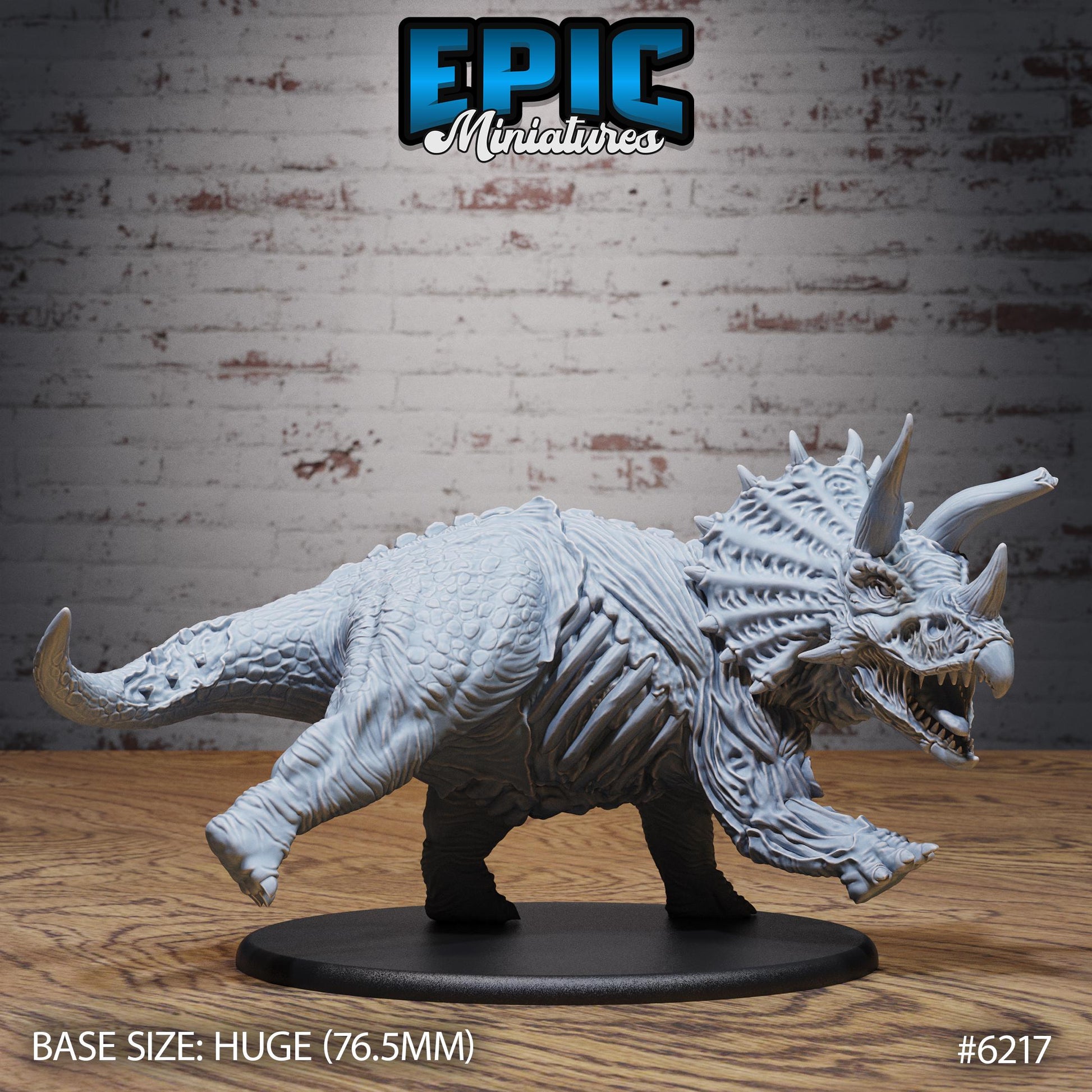 Zombie Triceratops - Resin Miniature - Tabletop miniature - Fantasy Miniature - 32mm - D&D - Sci-fi Miniature