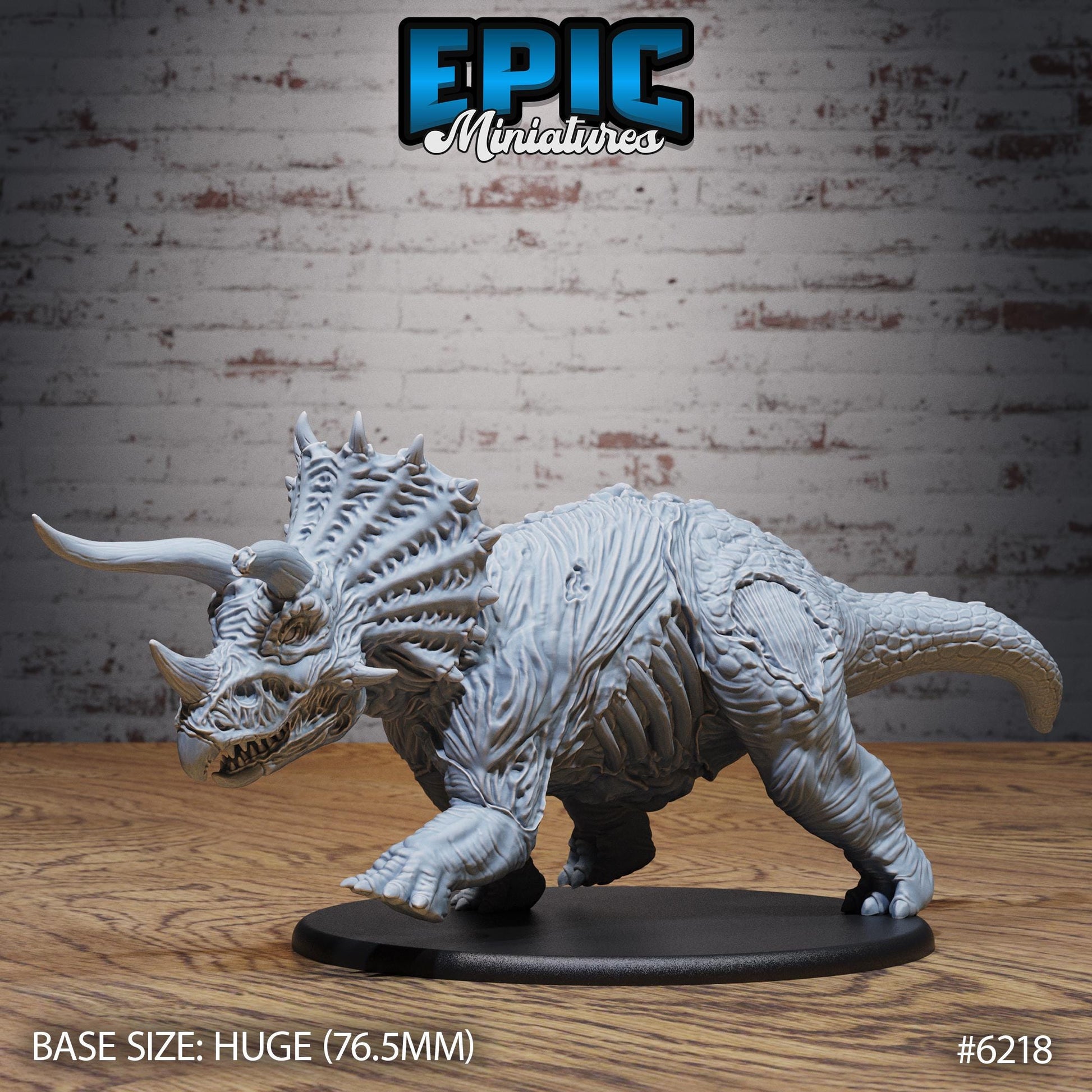 Zombie Triceratops - Resin Miniature - Tabletop miniature - Fantasy Miniature - 32mm - D&D - Sci-fi Miniature