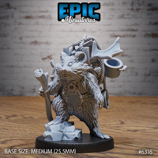 Adventurer Hamster - Resin Miniature - Tabletop miniature - Fantasy Miniature - 32mm - D&D - Sci-fi Miniature