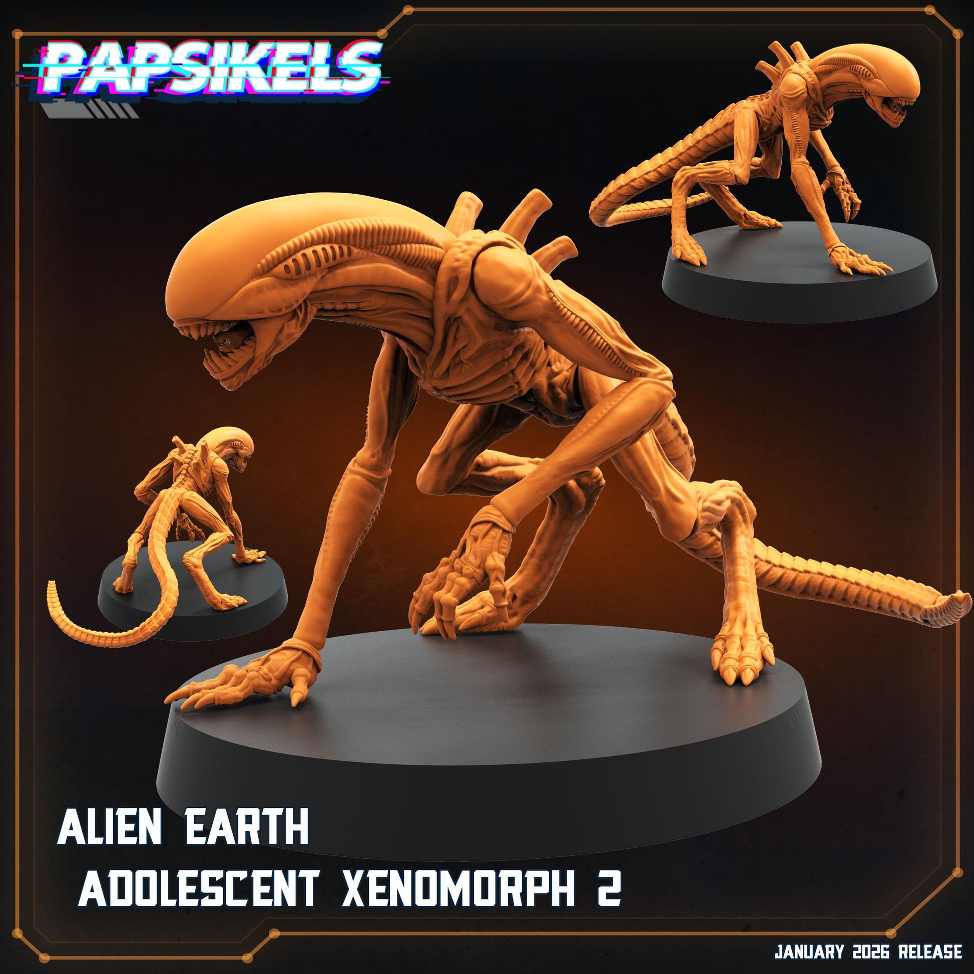 Adolescent Xenoform - 32mm Sci-fi Miniature - Papsikel