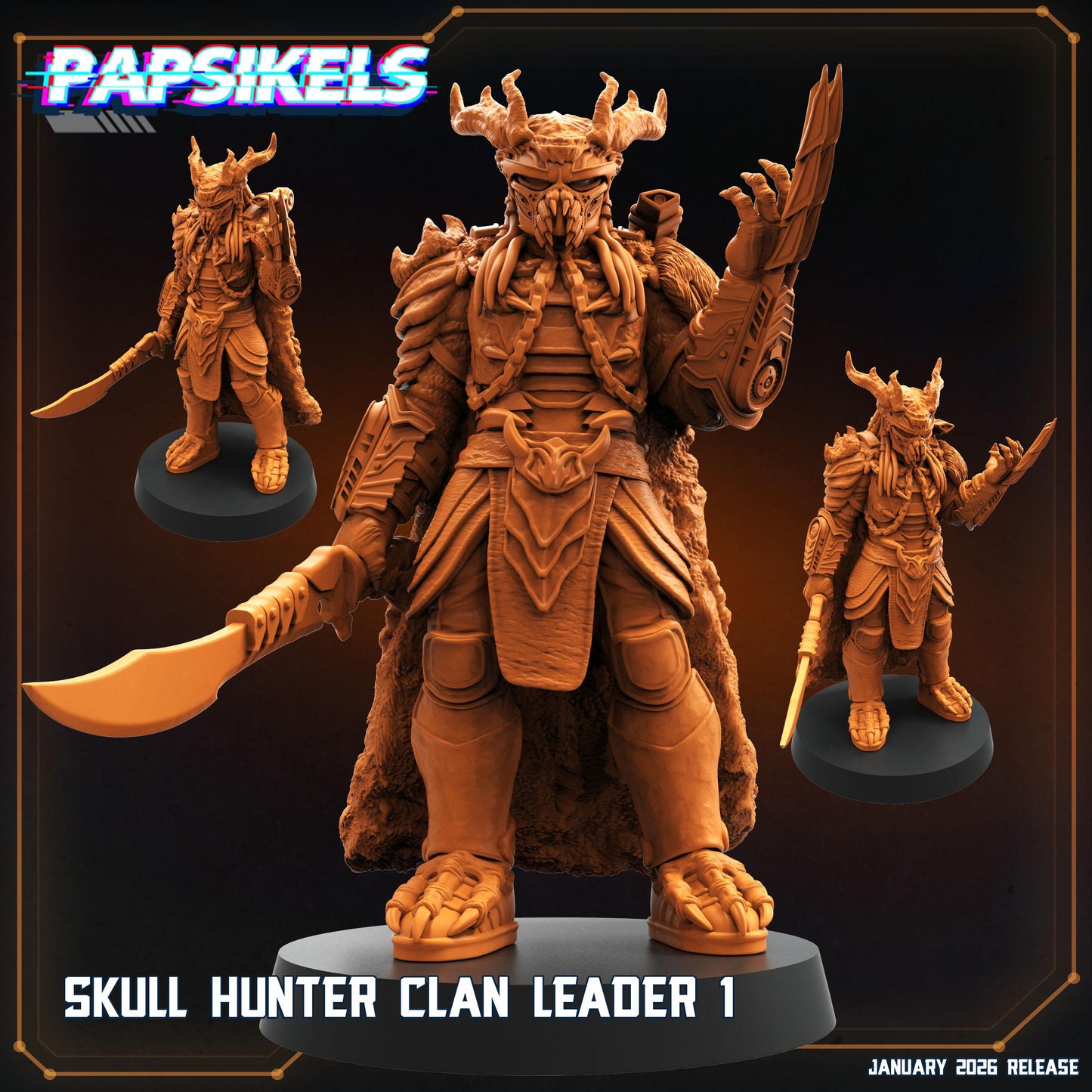 Skull Hunter Clan Leaders - 32mm Sci-fi Miniature - Papsikel