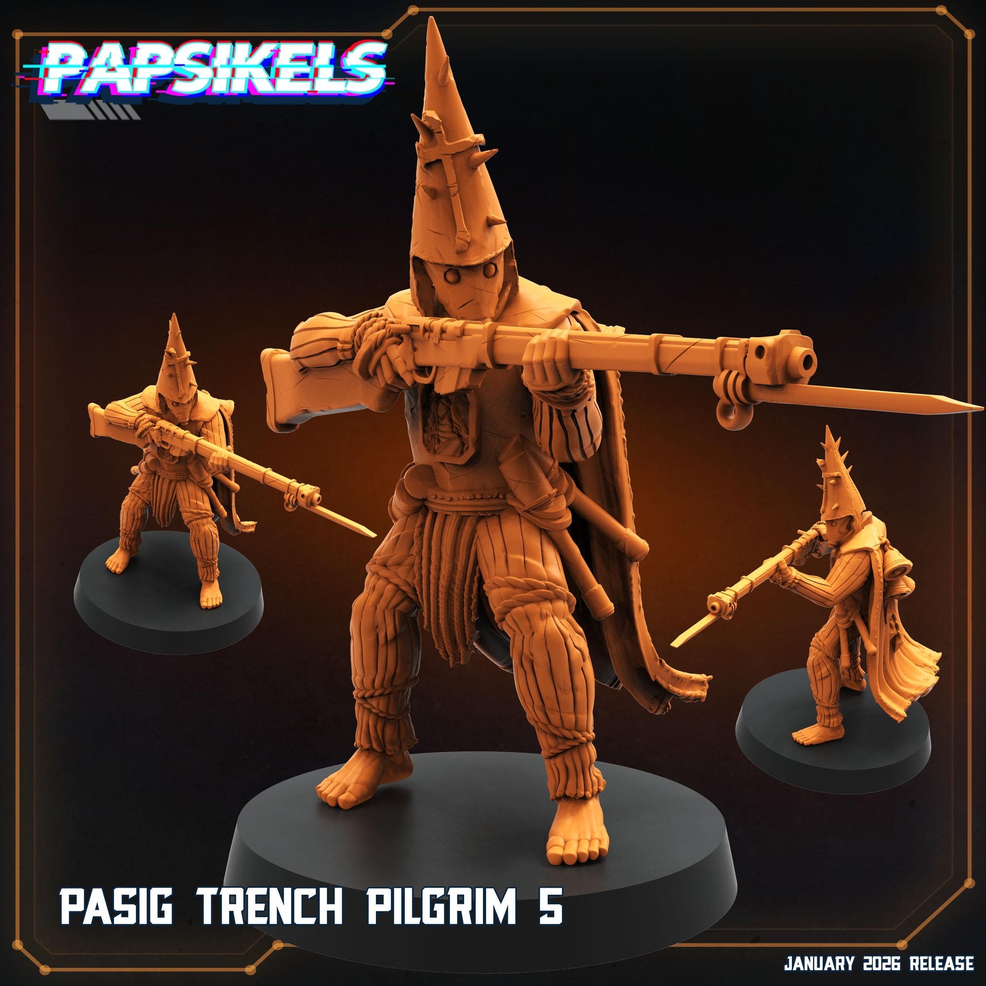 Trench Pilgrims - 32mm Sci-fi Miniature - Papsikel